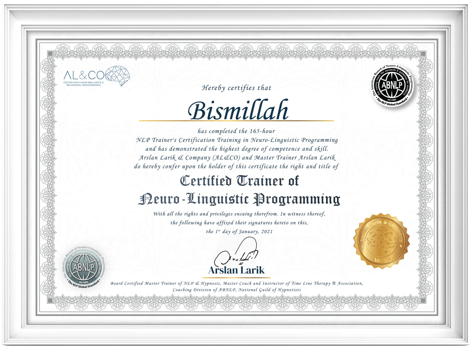 Certificate One