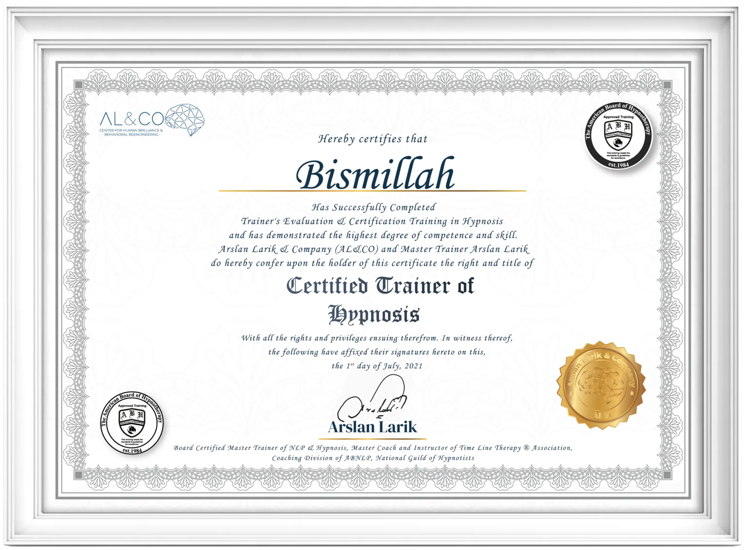 Certificate One