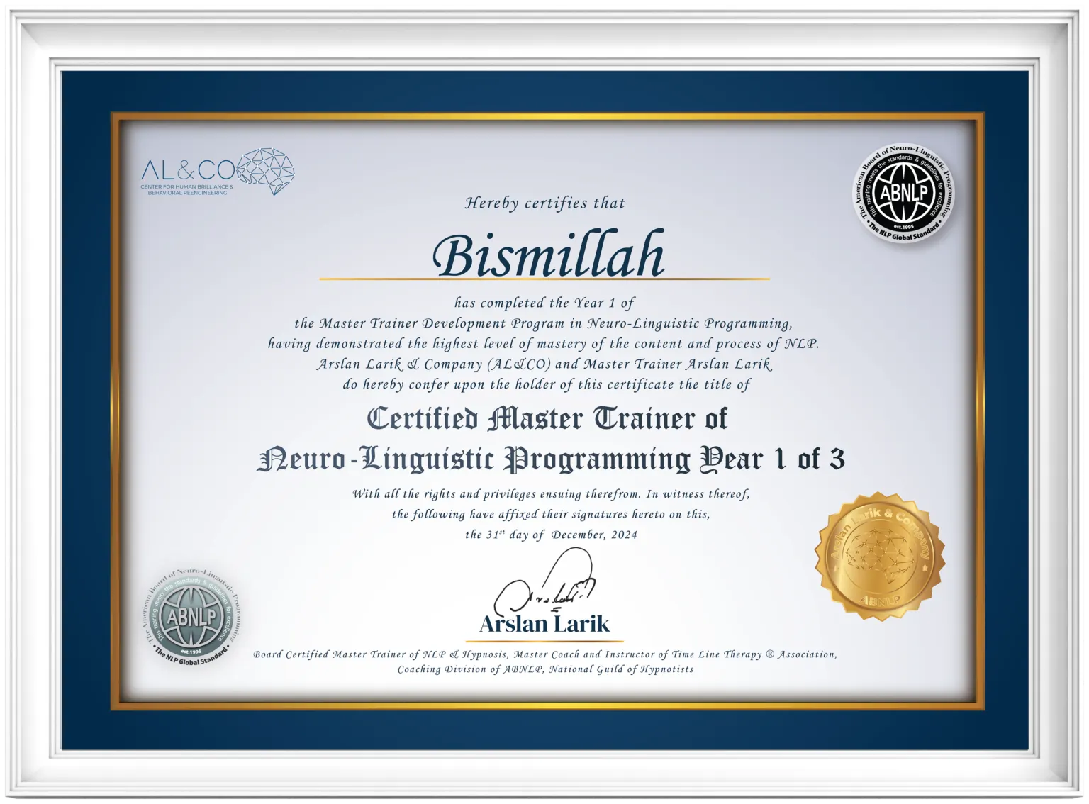 Certificate One
