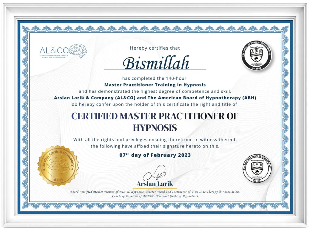 Master Practitioner Certificate
